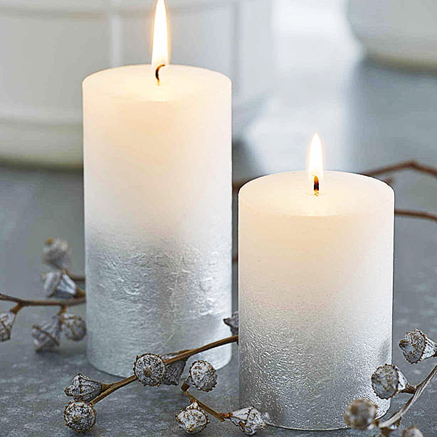 Świeca Pieńkowa Rustic BOLSIUS Sparkling Harmony Biało-Srebrny 8cm