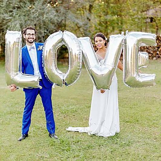 Balony Weselne Litery Napis LOVE Srebrny 101cm