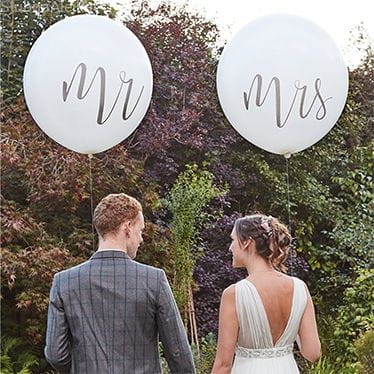 Balony Weselne Gigant Mr Mrs Złoty Napis 1m 2szt.