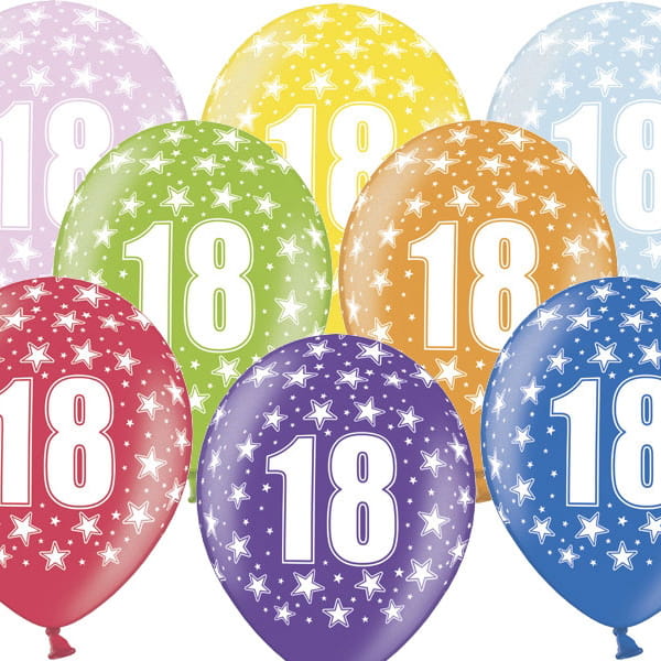 Balony Strong Mix Kolorów 18-te Urodziny 6szt.