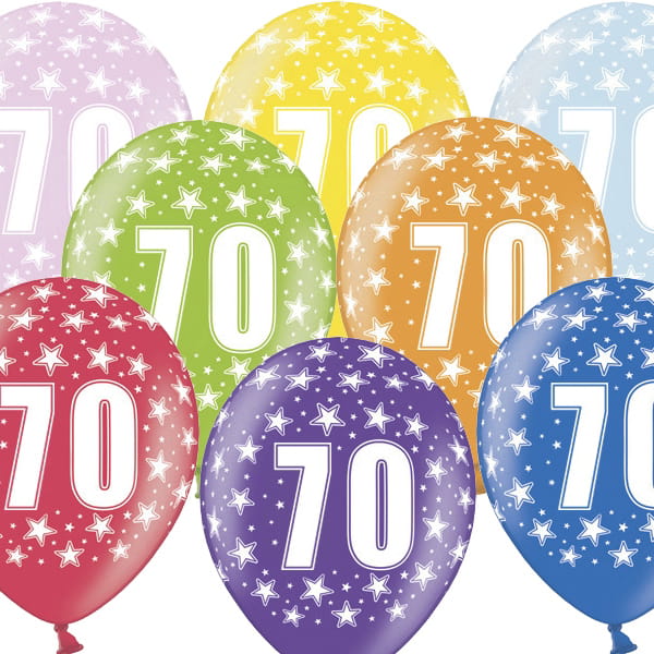 Balony Strong Mix Kolorów 70-te Urodziny 6szt.