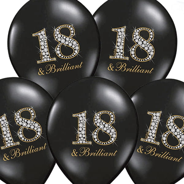 Balony 18 & Brilliant Pastel Black 6szt.