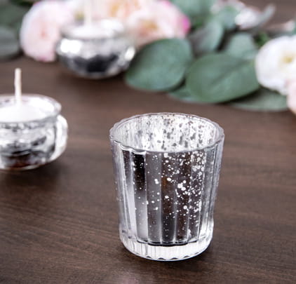 Świecznik Szklany Mirror Effect Srebrny 6cm 4szt.
