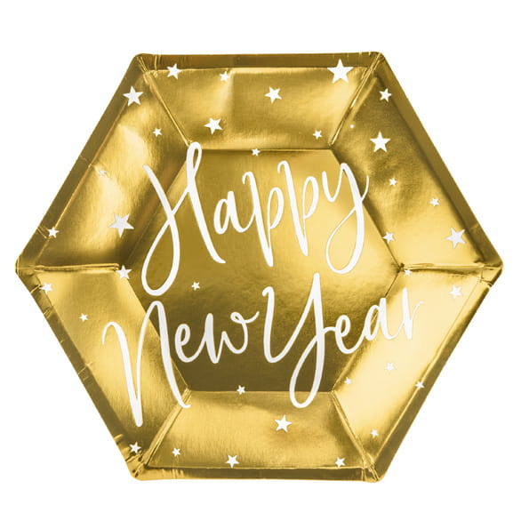 Talerzyki Złote Happy New Year 6 szt.
