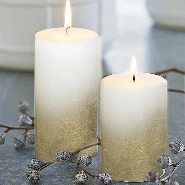 Świeca Pieńkowa Rustic BOLSIUS Sparkling Harmony Biało-Złota 8cm