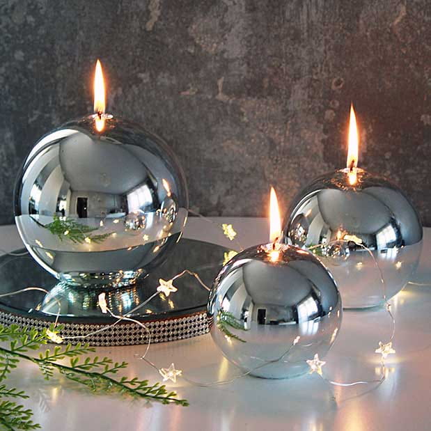 Świeca Kula Lustrzana Mirror Effect Srebrna 12cm