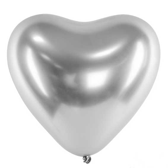 Balony Serca Srebrne Glossy 30cm 25szt.