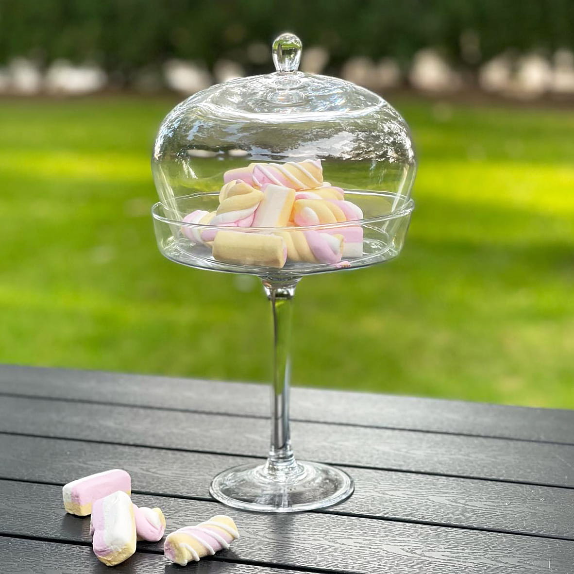 Szklana Patera na Candy Bar Wysoka 35cm Φ20cm