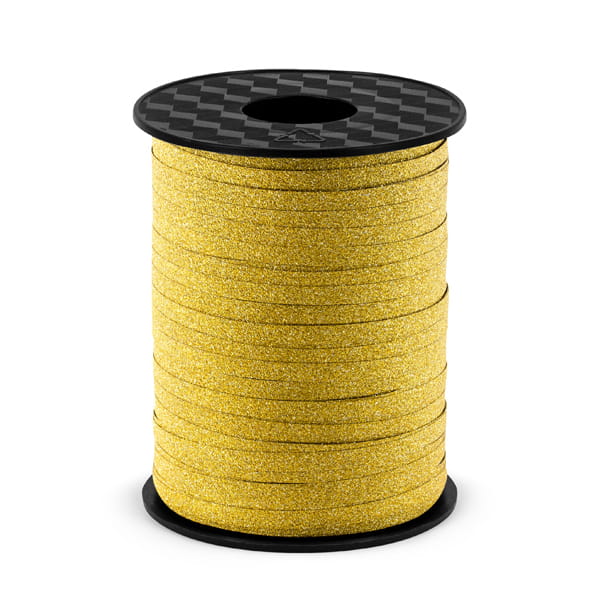 Wstążka Plastikowa Brokatowa Złoty 5 mm / 225 m