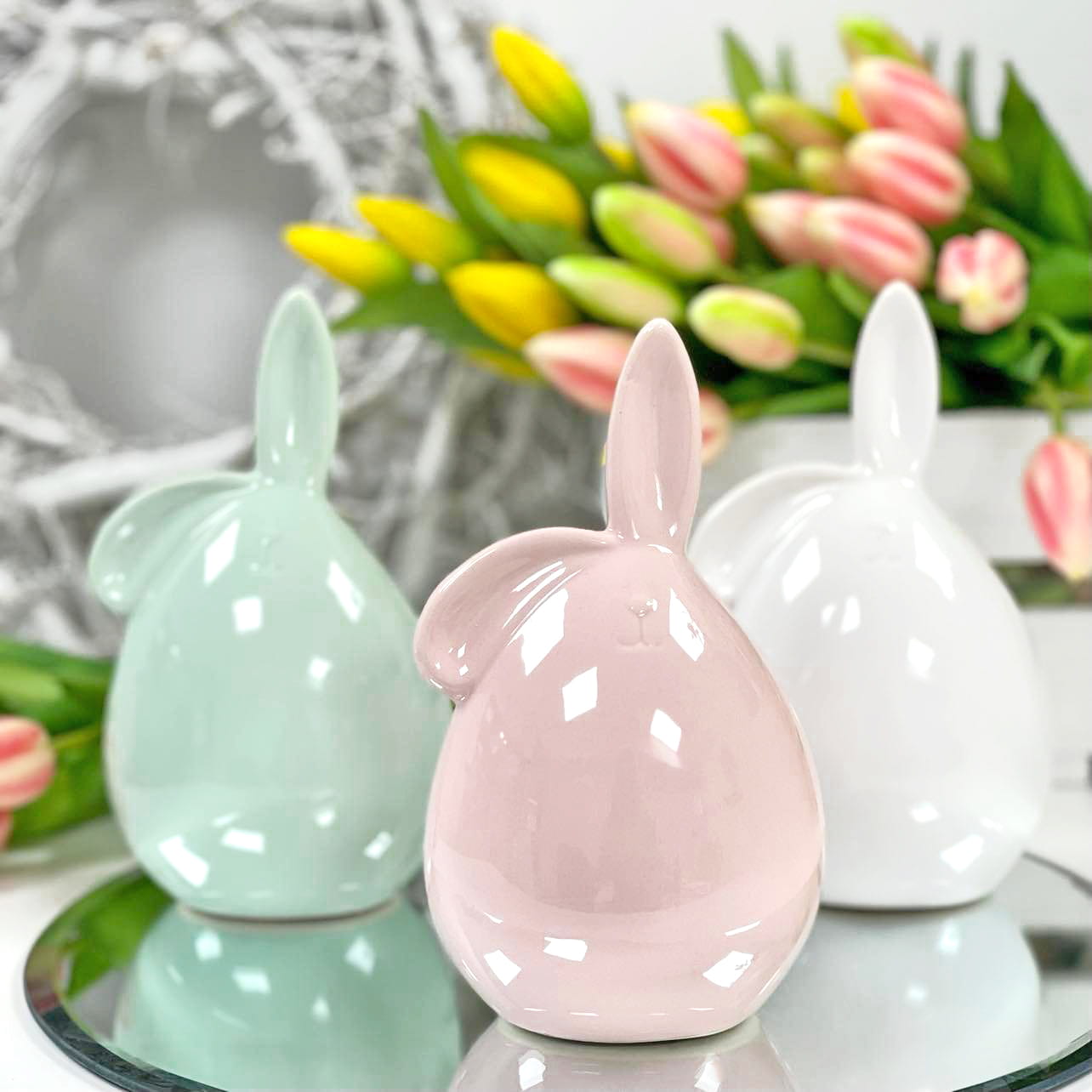 Zajączek Wielkanocny Ceramiczny Klapięte Uszko 17cm WYBIERZ KOLOR!