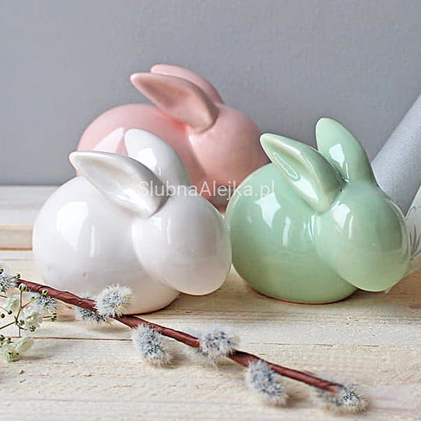 Zajączek Wielkanocny Ceramiczny Kicający 11cm WYBIERZ KOLOR!