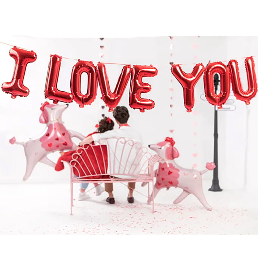 Balon Walentynki Napis I love you Czerwony 260x40 cm