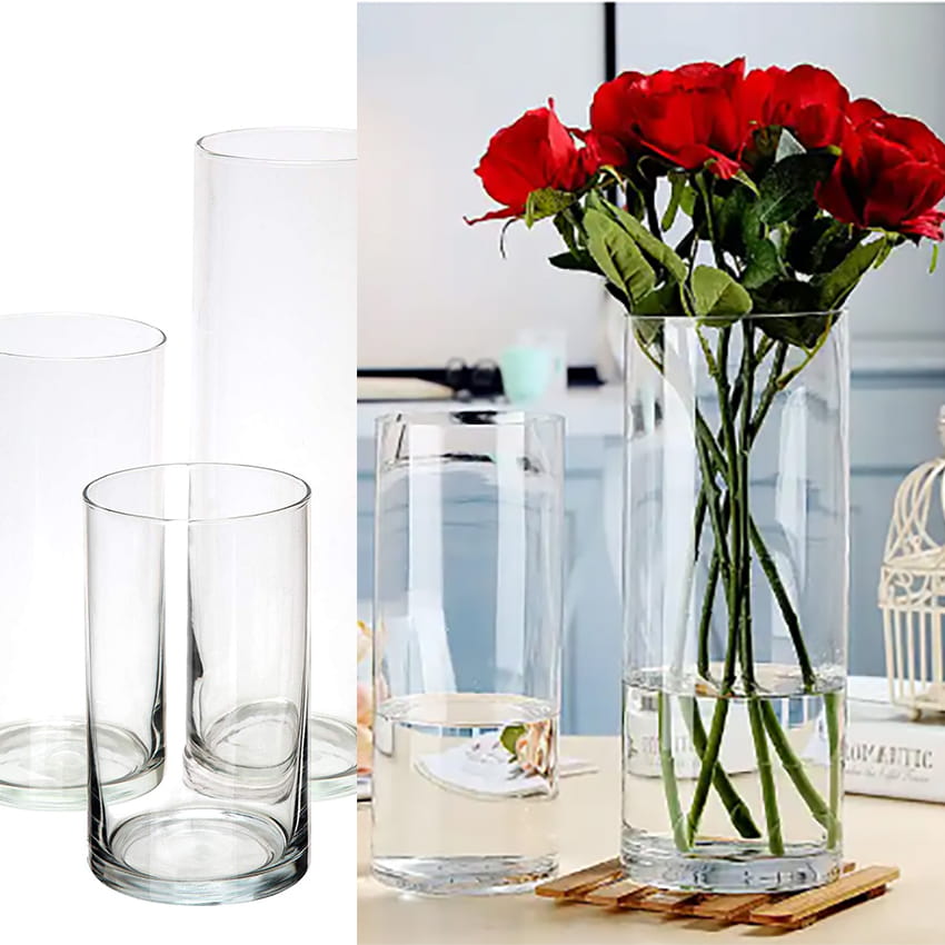 Wazon Szklany Cylinder Mocne Szkło 20,30,40 cm Zestaw 3szt.
