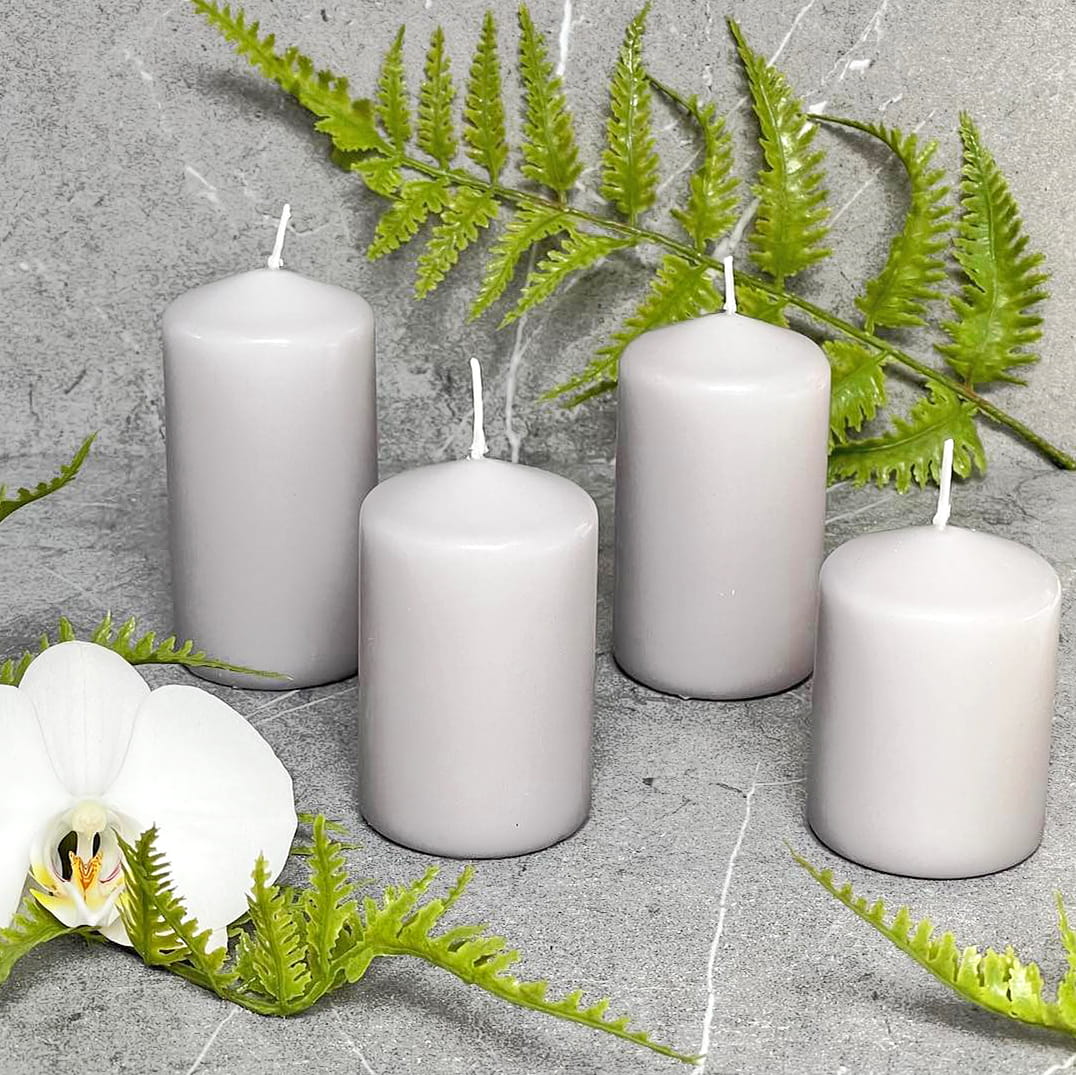 Świece Słupki Stopniowane Classic Candle Szary Mat 4 szt.