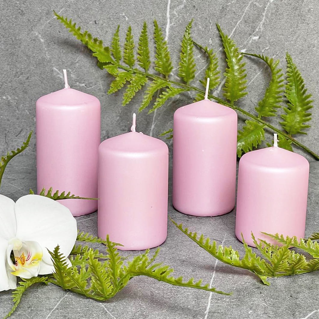 Świece Słupki Stopniowane Classic Candle Jasnoróżowy Metalik 4 szt.
