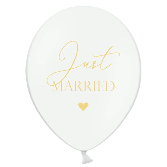 Balony Weselne Just Married Białe 50 szt.